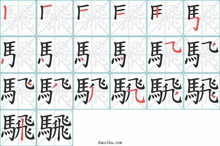 騛字笔顺分步演示图