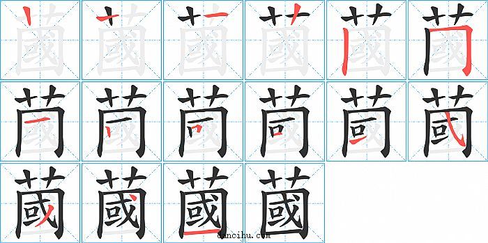 蔮字笔顺分步演示图