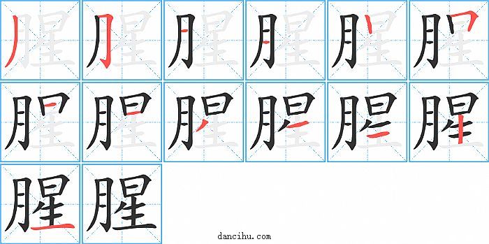 腥字笔顺分步演示图