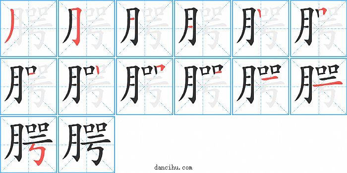 腭字笔顺分步演示图