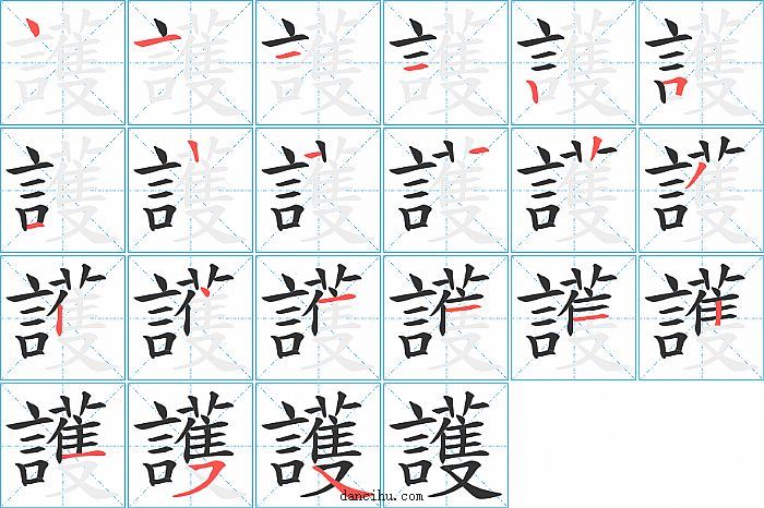 護字笔顺分步演示图