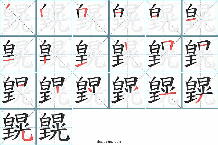 皩字笔顺分步演示图