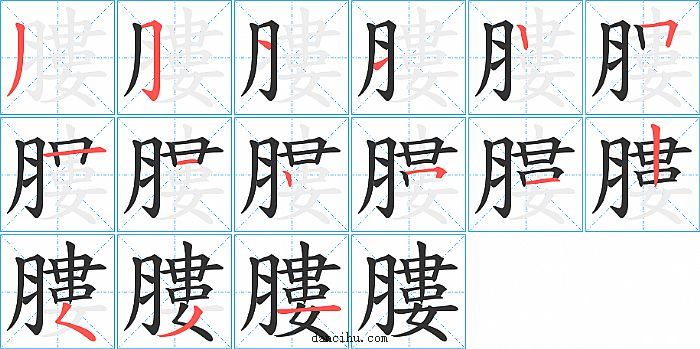 膢字笔顺分步演示图