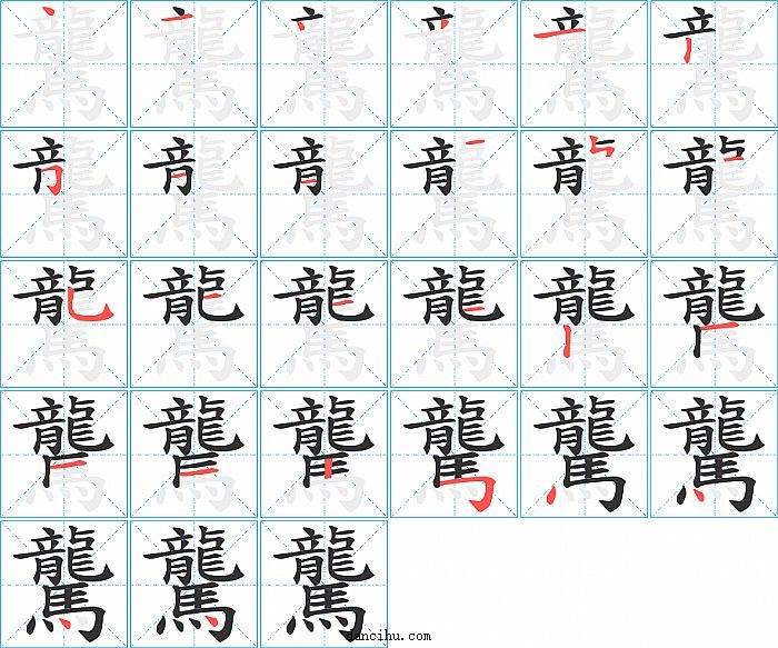 驡字笔顺分步演示图