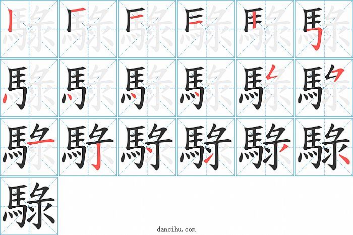 騄字笔顺分步演示图