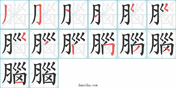 腦字笔顺分步演示图