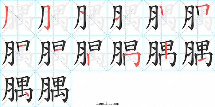 腢字笔顺分步演示图