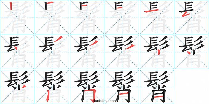 髾字笔顺分步演示图