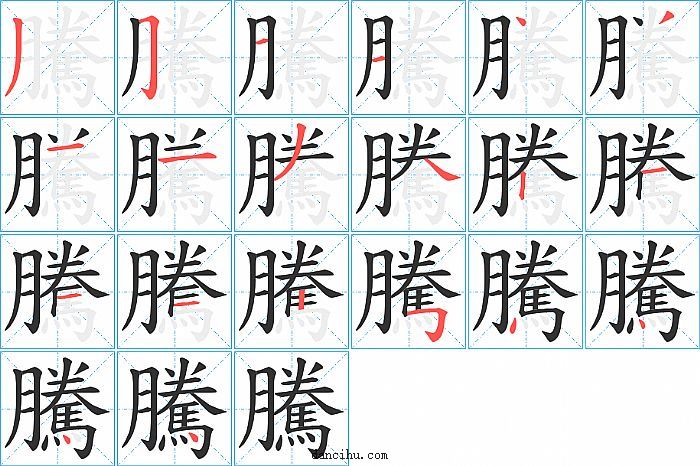 騰字笔顺分步演示图