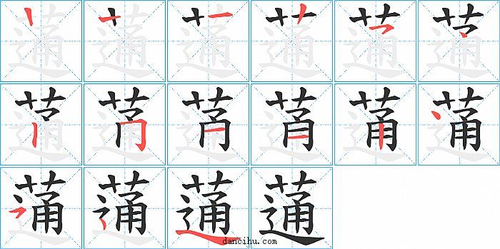 蓪字笔顺分步演示图