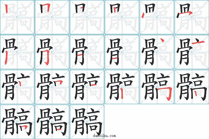 髇字笔顺分步演示图