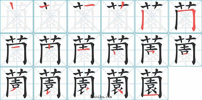 薗字笔顺分步演示图