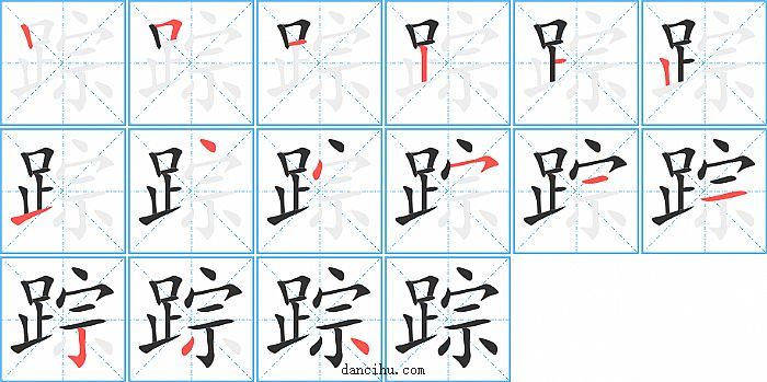 踪字笔顺分步演示图