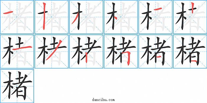 楮字笔顺分步演示图