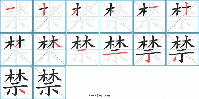 禁字笔顺分步演示图