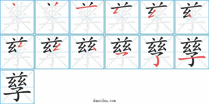 孳字笔顺分步演示图