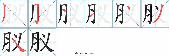 肞字笔顺分步演示图