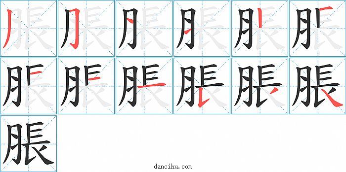 脹字笔顺分步演示图