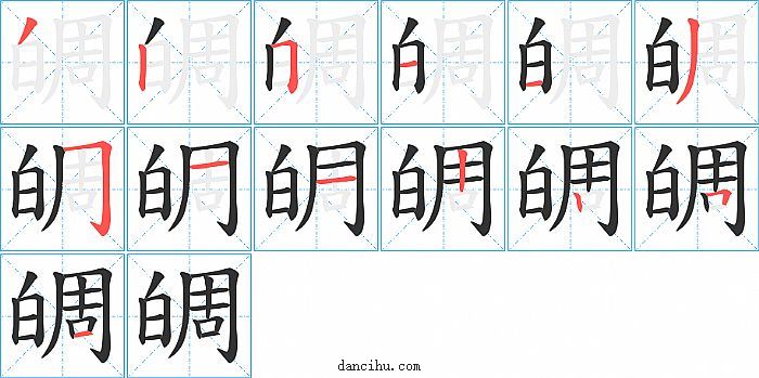 皗字笔顺分步演示图