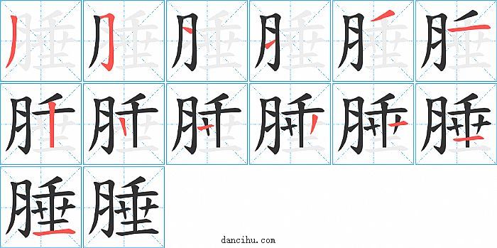 腄字笔顺分步演示图