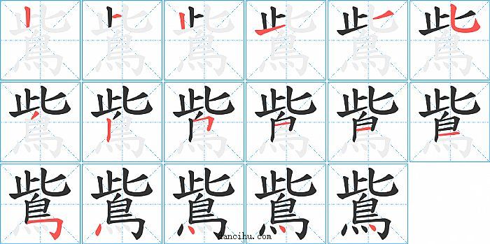 鴜字笔顺分步演示图