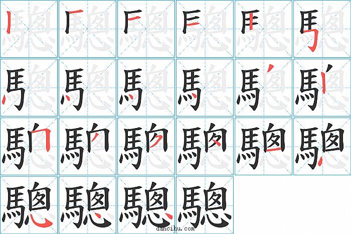 驄字笔顺分步演示图