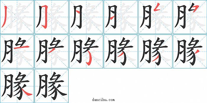 腞字笔顺分步演示图