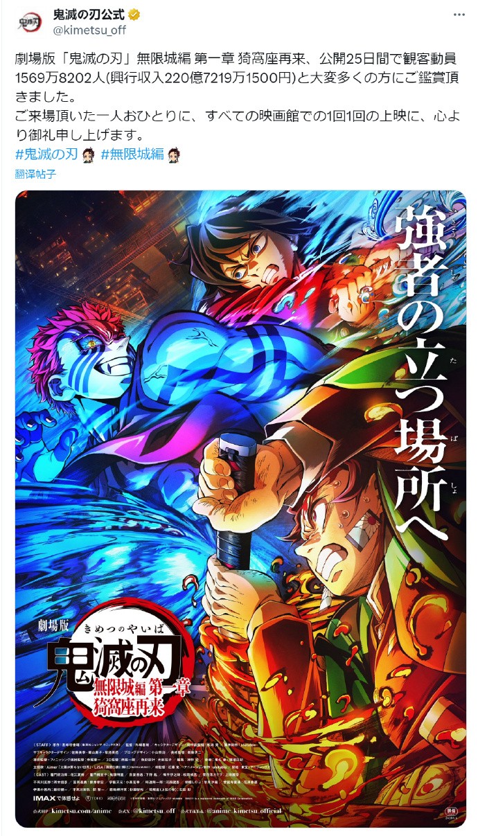 《鬼灭之刃》剧场版票房破纪录