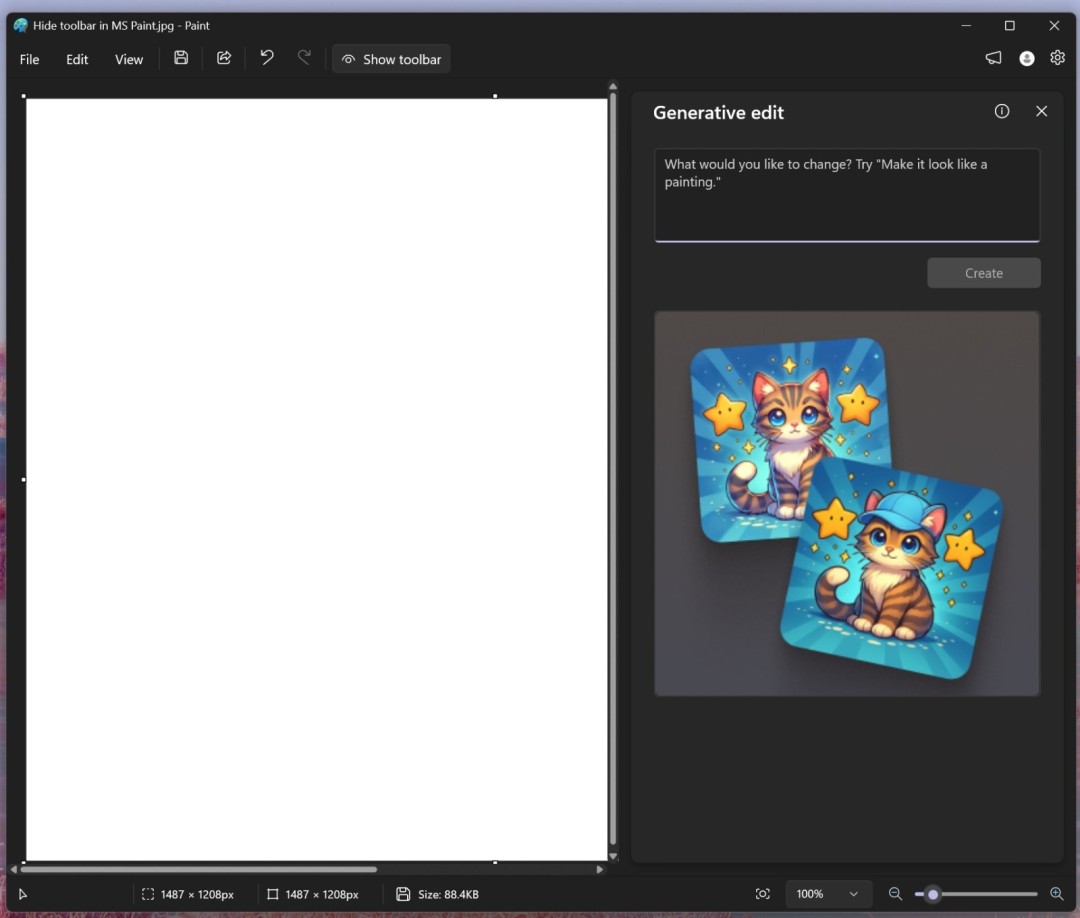 ‌微软为Windows 11内置“画图”应用新增自动隐藏工具栏