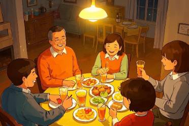 家人闲坐，灯火可亲