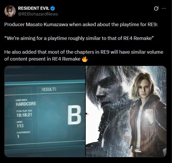 ‌《生化危机9》流程加长，时长接近前作两倍‌