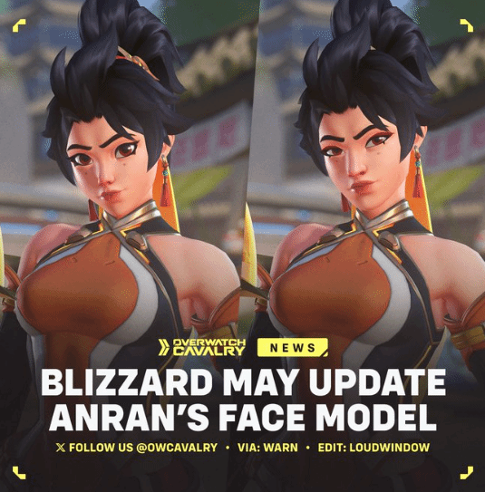 《守望先锋》新英雄“安燃”面部模型引争议