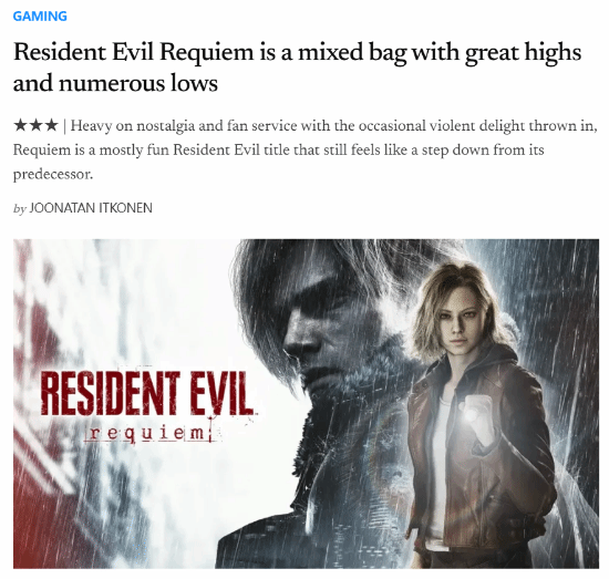 《生化危机9》媒体评分解禁:Region Free仅给及格分